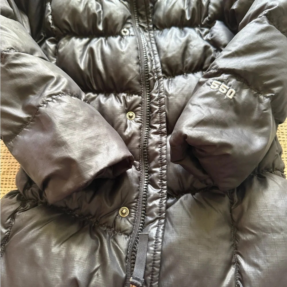 The North Face Girls Hooded Black Puffer 550 Goose Down Jacket